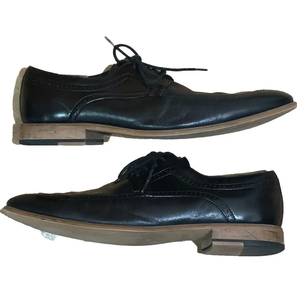 Stacy Adams Men's‎ Dwight Moc Toe Oxford Black Leather Dress Shoes Size 13M EUC
